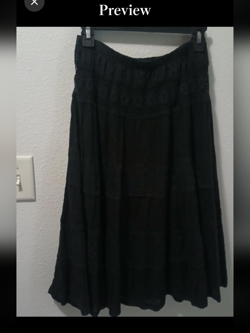 I.N. Studio Black Maxi Skirt with Lace Detail